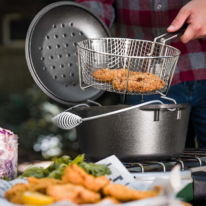 Seasoned Cast Iron Dutch Oven Frying Set - Image 4